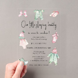 Invitaciones Acrílicas Nuestra bella durmiente bebé ropa bebé niña ducha