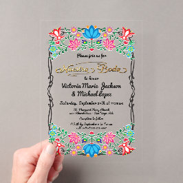 Invitaciones Acrílicas Nuestra Boda Arte Folclórico Fiesta Mexicana