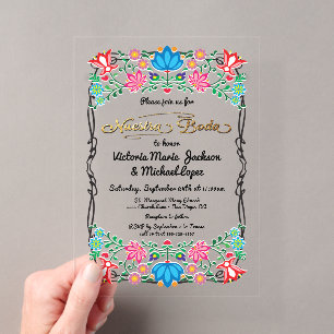 Invitaciones Acrílicas Nuestra Boda Arte Folclórico Fiesta Mexicana