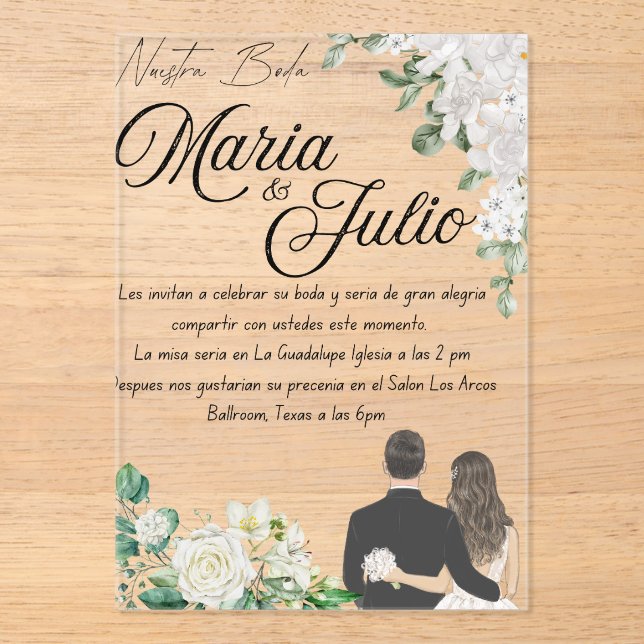 Invitaciones Acrílicas Nuestra Boda/Nuestro Boda (Anverso)