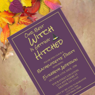 Invitaciones Acrílicas Nuestra mejor bruja es conseguir la soltera golpea