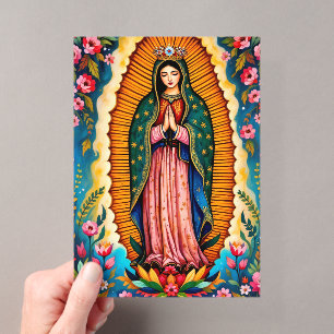 Invitaciones Acrílicas Nuestra Señora de Guadalupe Virgen María Rezando P