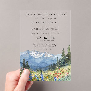 Invitaciones Acrílicas Nuestras Flores Silvestres de Montaña para Boda Fl