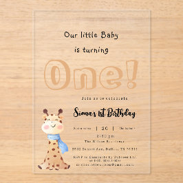 Invitaciones Acrílicas Nuestro bebé cumple un lindo cumpleaños