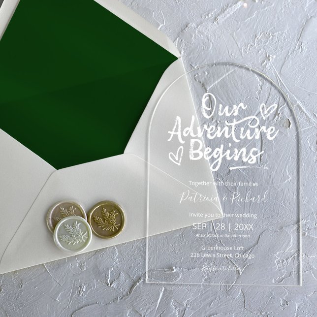 Invitaciones Acrílicas Nuestro comienzo de aventura Boda Chic Rústico (Subido por el creador)