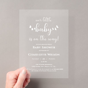 Invitaciones Acrílicas Nuestro Pequeño Bebé Está En Camino Fiesta de Baby