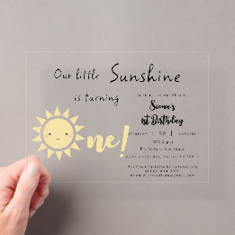 Invitaciones Acrílicas Nuestro pequeño sol está cumpliendo un divertido c
