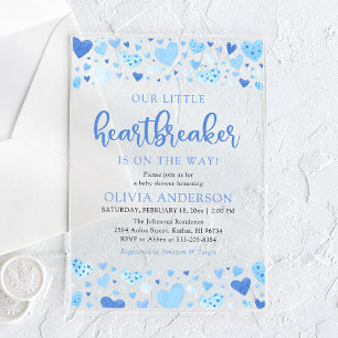 Invitaciones Acrílicas Nuestro pequeño y desgarrador Baby Shower Blue Val