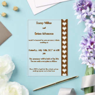 Invitaciones Acrílicas Nuestros Corazones de 8 Bits en Acrílico de Chocol