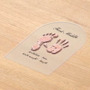 Invitaciones Acrílicas Nueva huella de mano de bebé