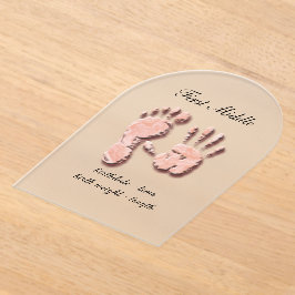 Invitaciones Acrílicas Nueva huella de mano de infante