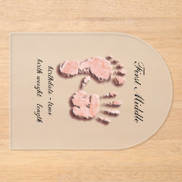 Invitaciones Acrílicas Nueva huella de mano de infante