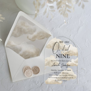 Invitaciones Acrílicas Nueve géneros beige nubes de cielo neutro Baby Sho