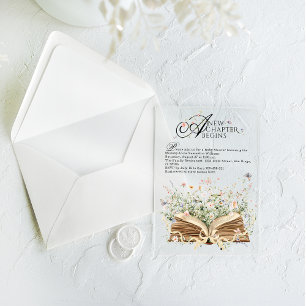 Invitaciones Acrílicas Nuevo capítulo Begin Libro Flor silvestre Baby Sho
