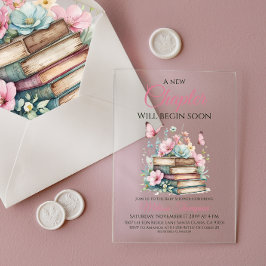 Invitaciones Acrílicas Nuevo capítulo Chica rosa libro de historias Baby 