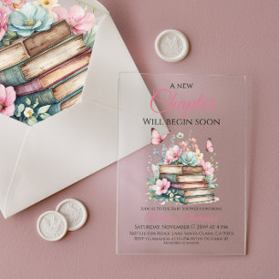 Invitaciones Acrílicas Nuevo capítulo Chica rosa libro de historias Baby