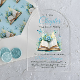 Invitaciones Acrílicas Nuevo Chapter Boy Blue Brunch Book Baby Shower