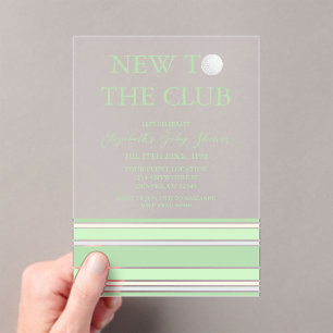 Invitaciones Acrílicas Nuevo en el Club Baby Shower Preppy