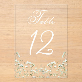 Invitaciones Acrílicas Número de tabla acrílica de aliento del bebé