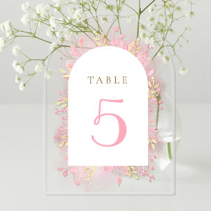 Invitaciones Acrílicas número de tabla de follaje color agua rosa