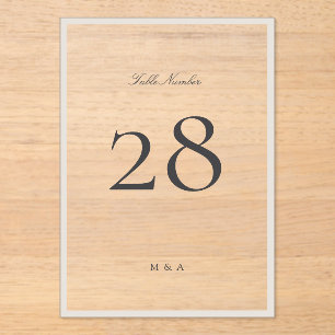 Invitaciones Acrílicas Números de mesa de acrílico con caligrafía elegant