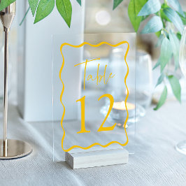 Invitaciones Acrílicas Números de mesa de acrílico con marco ondulado ama