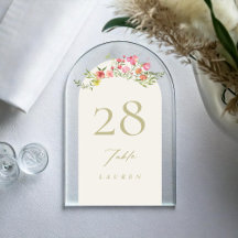 Números de mesa de arco de acrílico floral delicad