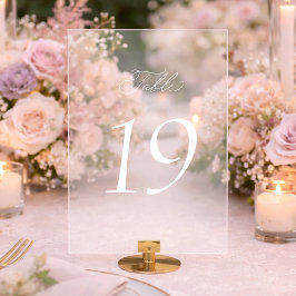 Invitaciones Acrílicas Números de Mesa Elegantes Mínimos de Acrílico para