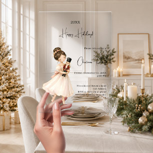Invitaciones Acrílicas Nutcracker Bailarina Fiesta de Navidad de lujo