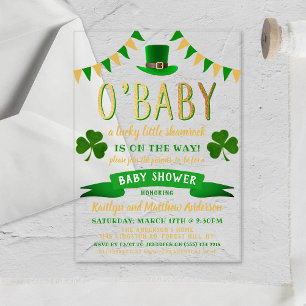 Invitaciones Acrílicas O'Baby St. Patrick's Day Baby Shower