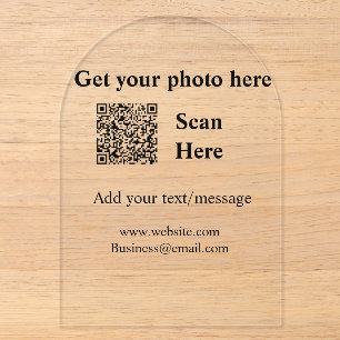 Invitaciones Acrílicas Obtenga su código QR de escaneo de foto agregar di
