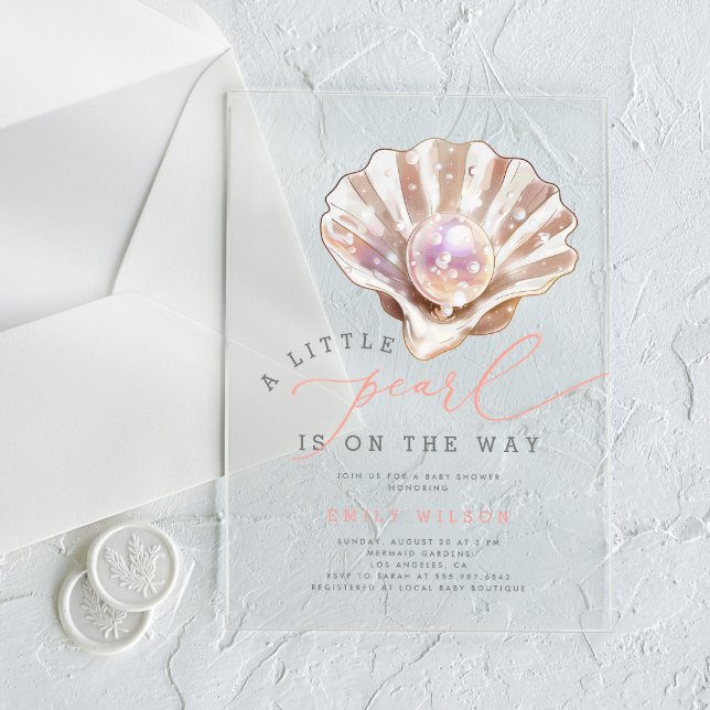 Invitaciones Acrílicas Ocean Little Pearl Under Sea Baby Shower (Subido por el creador)