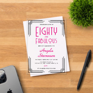 Invitaciones Acrílicas Ochenta y Fabuloso Arte Deco Cumpleaños 80