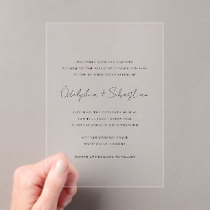 Invitaciones Acrílicas Odelphia Modern Script Minimal Elegant Wedding
