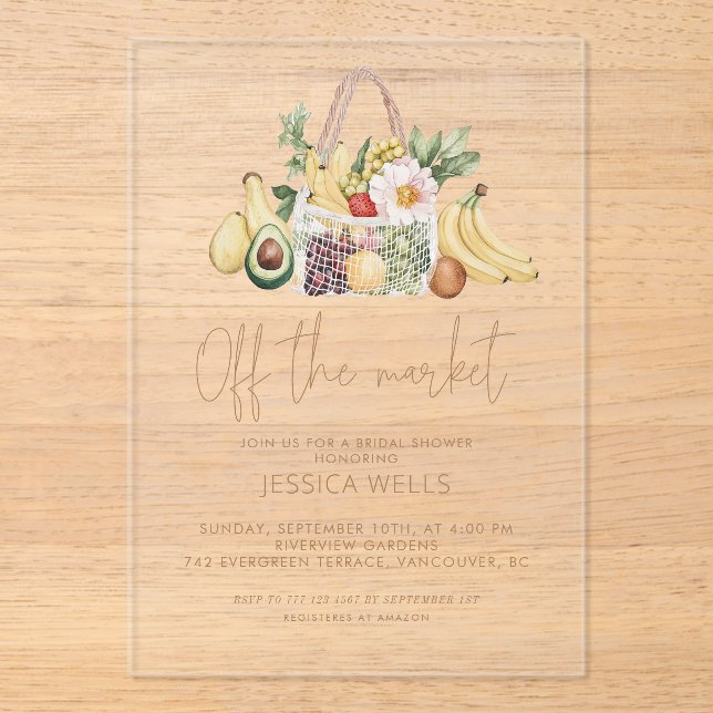 Invitaciones Acrílicas Off The Market Bridal Shower (Anverso)