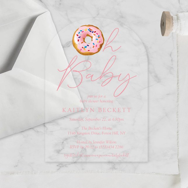 Invitaciones Acrílicas Oh Baby Donut Chicas Sprinkle Baby Shower (Subido por el creador)