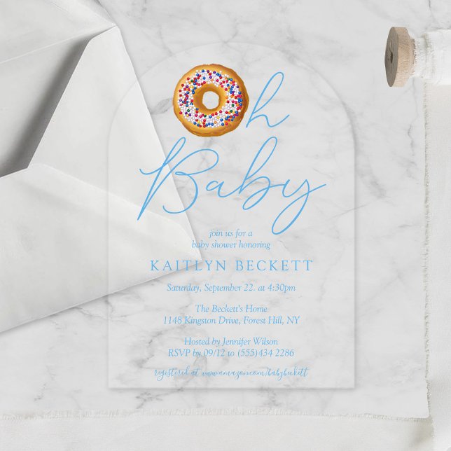 Invitaciones Acrílicas Oh Baby Donut Sprinkle Boys Baby Shower (Subido por el creador)
