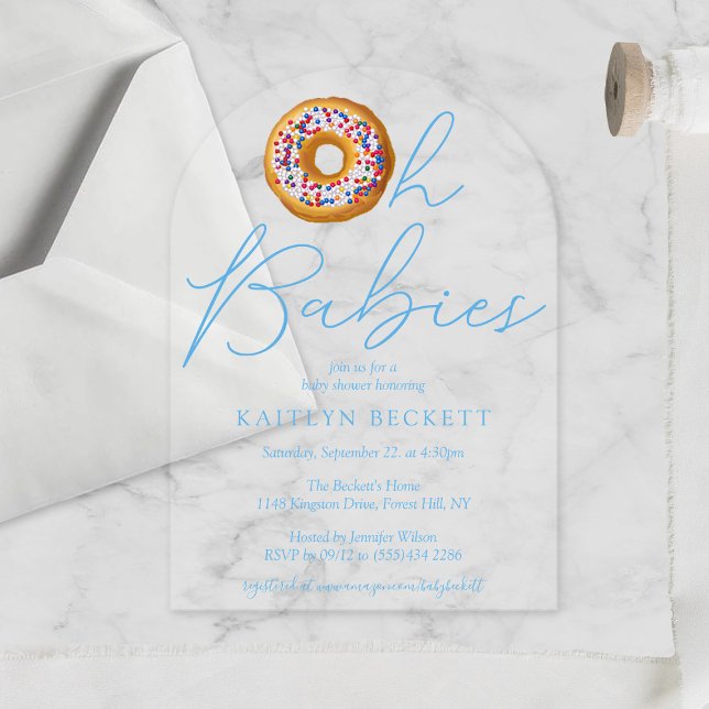 Invitaciones Acrílicas Oh Baby Donut Sprinkle Twin Boys Baby Shower (Subido por el creador)