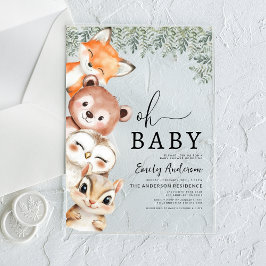 Invitaciones Acrílicas Oh Baby Woodland Animals Baby Shower