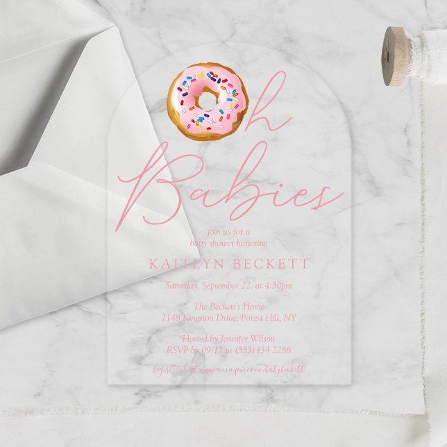 Invitaciones Acrílicas Oh bebé Donut Sprinkle Chicas gemelos Baby Shower (Subido por el creador)