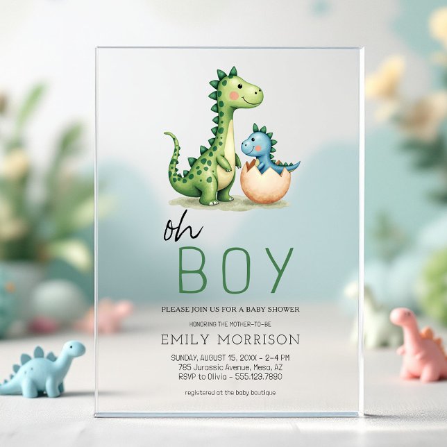 Invitaciones Acrílicas Oh Boy Dinosaur Cut Baby Shower (Subido por el creador)