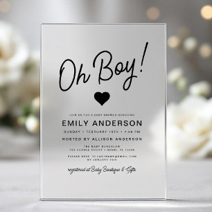 Invitaciones Acrílicas Oh Boy Modern Minimalista Simple Fiesta de Bebé 
