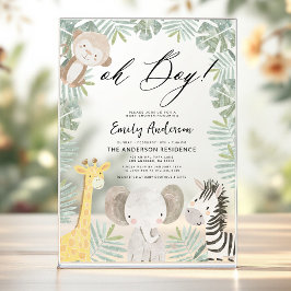 Invitaciones Acrílicas Oh Boy Safari Animal Boy's Baby Shower