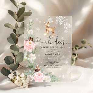 Invitaciones Acrílicas Oh cierva Un dulce bebé está cerca shower de bebé