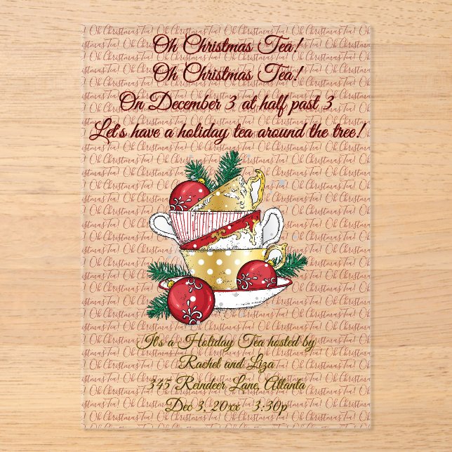 Invitaciones Acrílicas ¡Oh Navidades Tea! (Anverso)