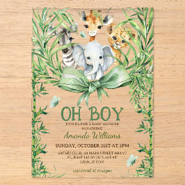 Invitaciones Acrílicas Oh Niño Dulce Animales de Safari Baby Shower