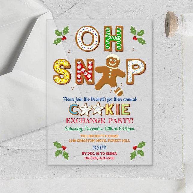 Invitaciones Acrílicas ¡Oh Snap! Fiesta de feriado por el intercambio de  (Subido por el creador)