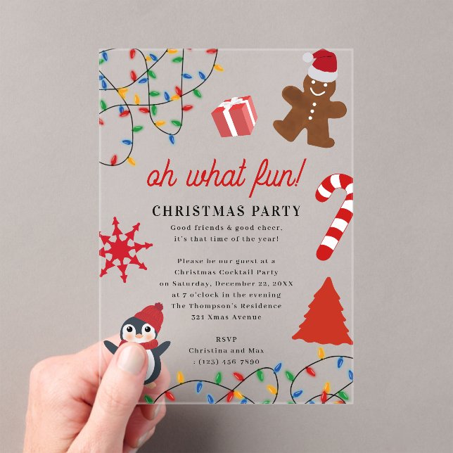 Invitaciones Acrílicas Oh What Fun! Holiday Kids Christmas Party (Insitu (portátil))
