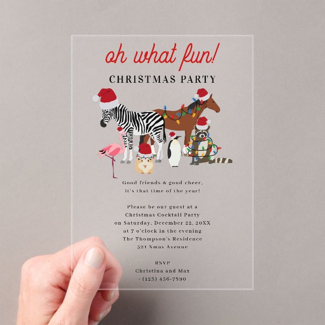 Invitaciones Acrílicas Oh What Fun! Holiday Kids Funny Christmas Party (Insitu (portátil))
