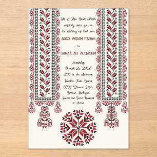 Invitaciones Acrílicas Ola Acrílica Del Tatreez Motif1 Palestino